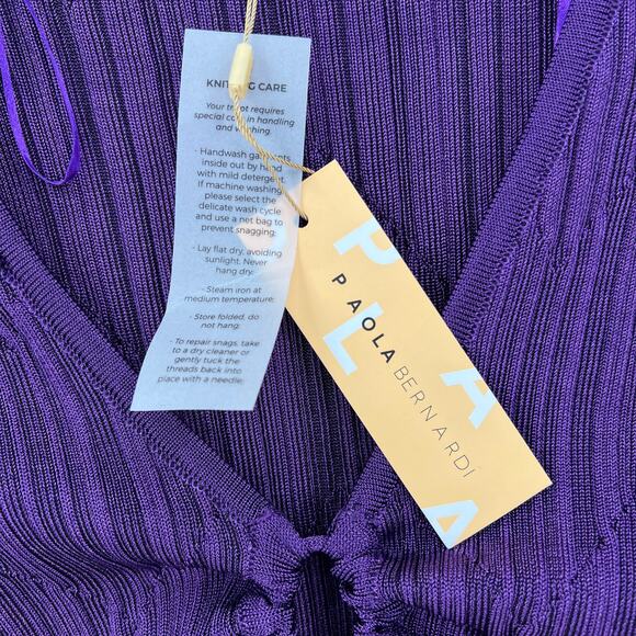 PAOLA BERNARDI Andressa Cropped Cardigan Medium Purple Sparkle Knit Long Sleeve - Picture 9 of 13